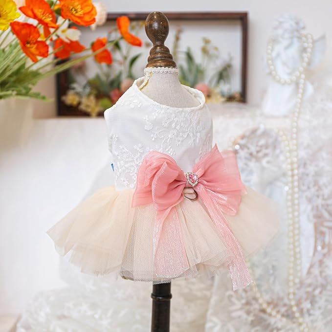 Fashion Sweet Puppy Dog Blingbling Princess Skirt Pet Dog Lace Cake Camisole Tutu Dress E-Pink XL