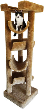 New Cat Condos Premier Solid Wood 6-Foot Skyscraper Cat Tree, Brown