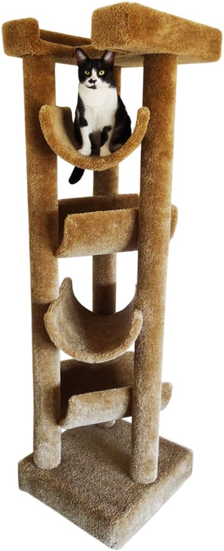 New Cat Condos Premier Solid Wood 6-Foot Skyscraper Cat Tree, Brown