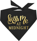 Kiss Me at Midnight Dog Bandana | 100% Cotton Adjustable Triangle | Made in USA | New Year's Eve | Celebration | Cheers to 2026 | Black, X-Small |(357)