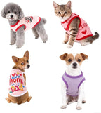 4 Pack Dog Shirts Summer Pet T Shirts Puppy Clothes Dog Clothing Breathable Cat Sleeveless Vest for Small Dogs Cats (Large, Love)
