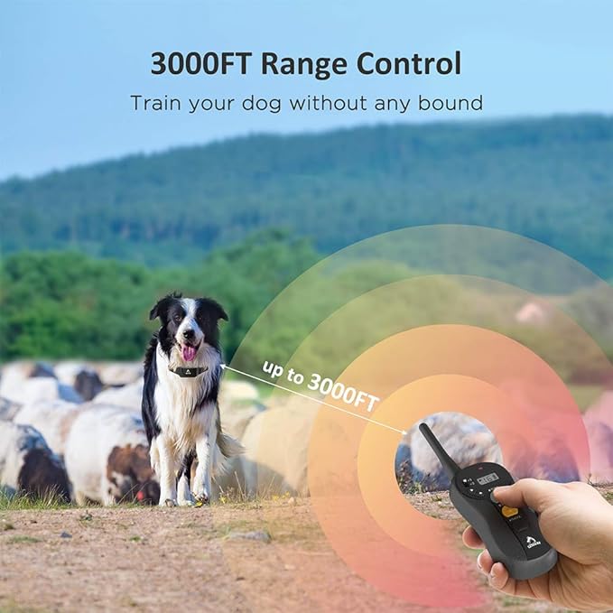 PATPET 2 Dogs Training Collar with Remote - IPX7 Waterproof Shock Collar for 2 Dogs with 3 Modes (Beep/Vibration/16 Levels Static), 3000FT Rechargeable E Collar for Medium Large Dogs (10-140 lbs)