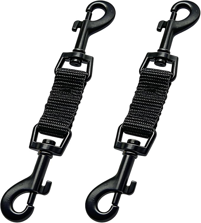 2 Pcs Mini Dog Collar Safety Clips with Double Ended Clasps | Collar Backup Clip for Small Dog Harness & Collars Connectors, Puppy Gentle Lead Companion, Safety Clip - Black