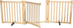 YOCAN Paint-Free Wooden Freestanding Dog Gates with Door for The House,Doorways, Stairs,Wood Dog Fences Indoor Pet Gate,Step Over Fence-3 Panel