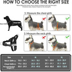 SlowTon No Pull Dog Harness - Heavy Duty Dog Harness and Leash Set for Medium Large Dogs, Reflective Tactical Harness with Soft Padded and Front Clip for Easy Walk and Training （B, M