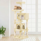 Cat Tree Tower 53 inch - Multi-Level Indoor Activity Center with Sisal Scratching Posts, Condo, Plush Perch & Hanging Toys for Large Cats (Beige)