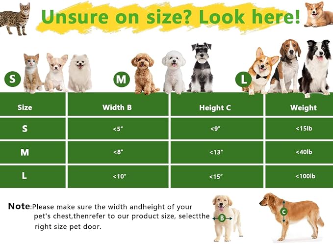 Dog Door Doggy Door Easy Install - Wood & PVC Doors & Walls，Dgooie Free Movement &Strong Magnetic Auto-Close & Sliding Lock,Telescoping Frame,10 1/8" x 15 3/4" for Large Dogs Up to 100 lb