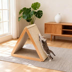 3-Sided Vertical Foldable Cat Scratching Post - Triangle Cat Scratcher Board, Multiple Angle Scratch Pad with 6 Usable Sides, Recyclable Cardboard for Indoor Cats