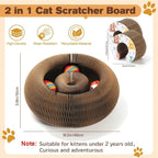2 PCS Magic Organ Cat Scratcher Board with 6 Balls, Foldable Recyclable Accordion Cats Toy with Ball and Track Adventure, Cat Scratching Pad, Retractable Reversible Furniture Protector(Brown)