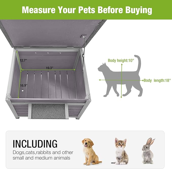 Wooden Dog House for Small Dogs Cats Outdoor Cage Indoor Kennel with PVC Door Flaps