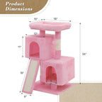 Athena Collection Cat Tree, 34 Inch Cat Tower for Indoor Cats, Multi-Level Cat Tree Tower Activity Center with Cat Scratching Post & Dangling Ball & Cat Condo, Cute Cat Tree, Soft Pink