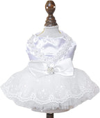 Fashion Sweet Puppy Dog Blingbling Princess Skirt Pet Dog Lace Cake Camisole Tutu Dress D-White XS