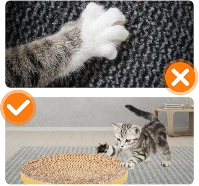 POPETPOP 13.6 Inch Round Cat Scratcher Refill - Large Cardboard Scratch Pad Recycled Corrugated Cardboard Core for Indoor Kitten Cat, Replaceable Scratching Bowl Insert
