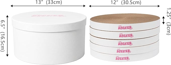 CSR1012G Kate 12 Inch Cardboard Cat Scratcher Pads with Box & Catnip, Reversible Heavy-Duty Scratch Boards for Cats, Furniture Protection, Classic Plain, White, 5-Pack