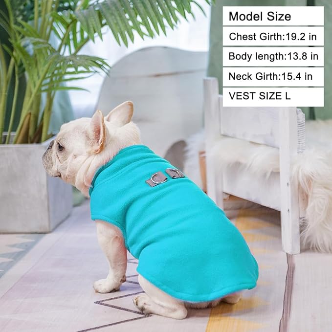 BEAUTYZOO Dog Fleece Vest Sweater Winter Jacket for Small and Medium Dogs with D-Ring Leash Cold Weather Coat Hoodie for XS S M Dogs Boy or Girls, Blue XS
