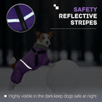 BRKURLEG Purple Dog Coat with Harness, Dog Winter Jacket, Dogs Onesie Body Warm Jackets, Small Dogs Winter Coats Reflective Windproof Warm Cold Weather Coats, Pet Waterproof Jackets, S