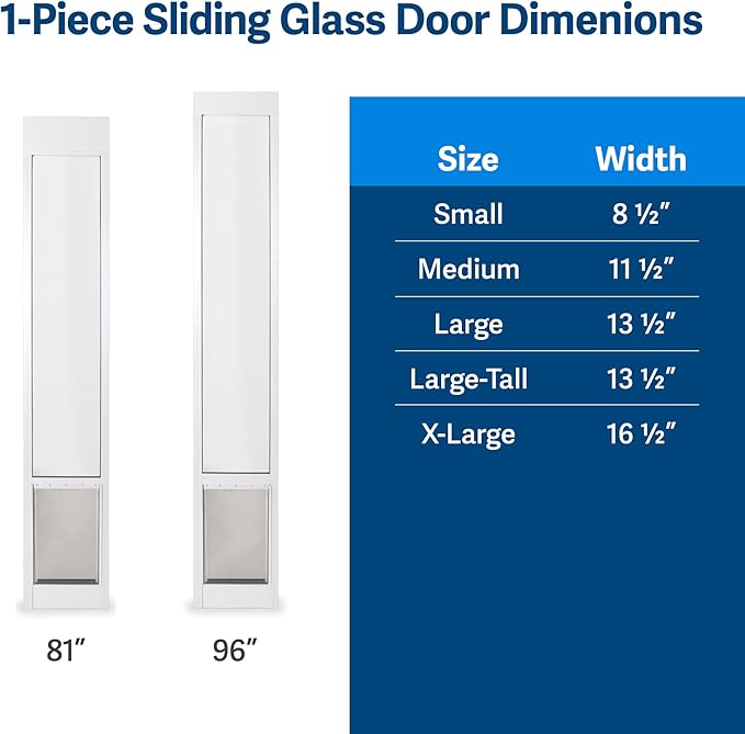 PetSafe Sliding Glass Pet Door - No-Cut DIY Install Doggy Door for Renters - Aluminum Frame - Adjustable Height 91 7/16" to 96" - Ideal for Medium Dogs Up to 40 lb - White
