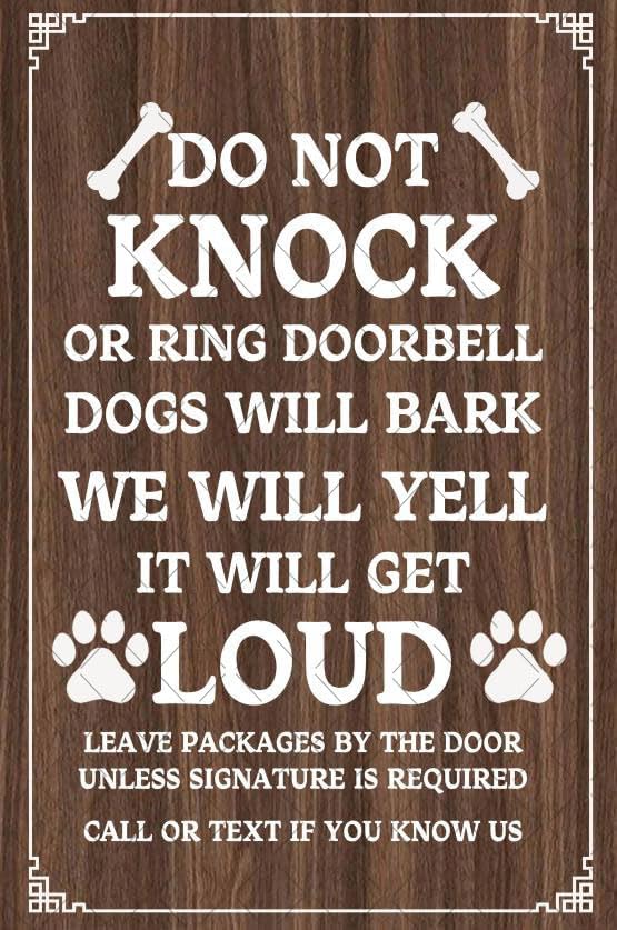 Do Not Ring Doorbell Sign Retro Do Not Knock Or Ring Doorbell Metal Tin Sign Gifts For Dog Lovers Front Door Fence Yard Bar Decor 8x12 Inch