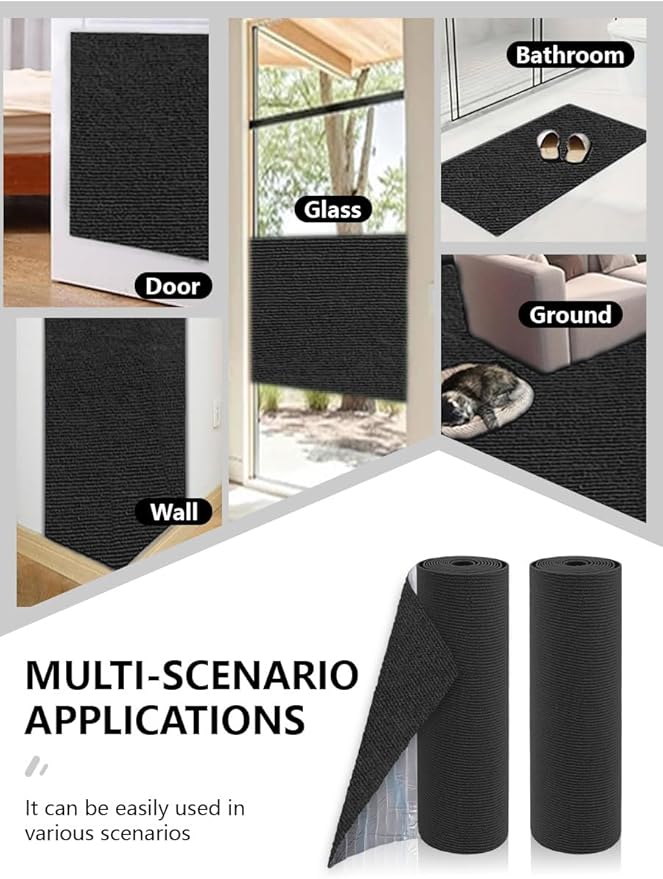 Couch Wall Corner Protector for Indoor Cats, Anti Scratch Furniture Protector from Cats Scratching, Trimmable Climbing Cat Scratcher Pad Mat for Cat Board/Door/Carpet(Black, 78.7x15.8In)