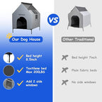 36" Dog House for Outdoor Indoor, Large Dog Houses Weatherproof 600D PVC with 7.9" H Textilene Elevated Dog Bed Breathable, Easy to Clean, Dog House Max 160lbs