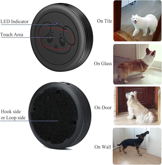 EverNary Dog Door Bell, Wireless Doggie Doorbells for Potty Training, Door Bell for Dogs to Go Outside, Dog Bells (Black, 1 Receiver + 1 Transmitter)