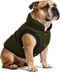 AURUZA Dog Winter Coat, Warm Waterproof Dogs Jacket Small Pet Vest for Medium Dogs Windproof Pet Fleece Vest Snow Jacket for Cold Weather(Army Green,L)