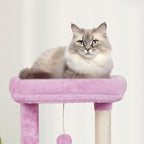 MIAO PAW Cute Cat Tree Cat Tower for Indoor Condo with Sisal Scratching Posts Jump Platform Furniture Activity Center Play House Bed Fashion Design Houses Pink