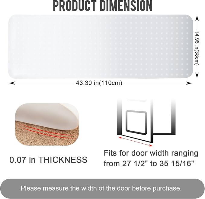 Uross Carpet Protector for Pets - 3.6FT White Round Corner Plastic Mat, Under Door Anti-Scratch Protector for Doorway, Stop Cats from Scratching Carpet