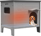 Rockever Dog House Outdoor Indoor for Small Medium Dogs, Insulated Dog House with Mat, Plastic Elevated Outdoor Dog House Waterproof Dog Kennel with Window, Clean Easily(M & Mat)