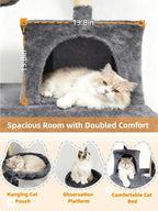 Cat Tree 60.63 inches Cat Tower for Indoor Cats, Multi-Level Cat Condo Furniture with Scratching Posts, Plush Perches, Activity Center with Cozy Basket & Hammock for Cats (Darkgray)