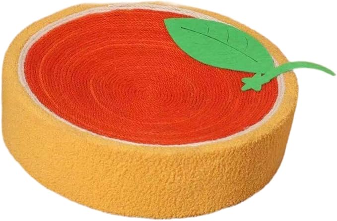 Sisal Round Cat Scratching Board Scratcher Bowl for Indoor Cats Wear Resistant Fruit Scratch Board for Kitty Kitten, Orange