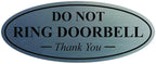 All Quality Oval DO NOT Ring DOORBELL Thank You Sign - Silver Medium 1 Pack