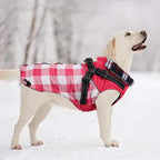 Dog Coat with Harness,Small Dog Winter Coat,Doggie Jackets with Built in Harness,Adjustable Warm Jacket for Medium Large Dogs,Pet Puppy Cold Weather Coats for Dogs Waterproof (PlaidPink, X-Large)
