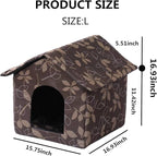 Outdoor Cat House Cat House for Outdoor and Indoor Use - Waterproof Shelter for Cats, Dogs, and Feral Animals (Brown, Large)