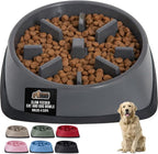 GORILLA GRIP Patented BPA Free Slow Feeder Dog Bowls, 4 Cup Interactive Puzzle Toy for Dogs and Cats Food Training Enrichment, Keeps Pets Busy and Prevents Puppy Overeating, Large Breeds, Gray
