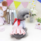 Tangpan Bow-Knot Student Cosplay Pet Costume Dog Skirt Camp Dress(Pink,M)