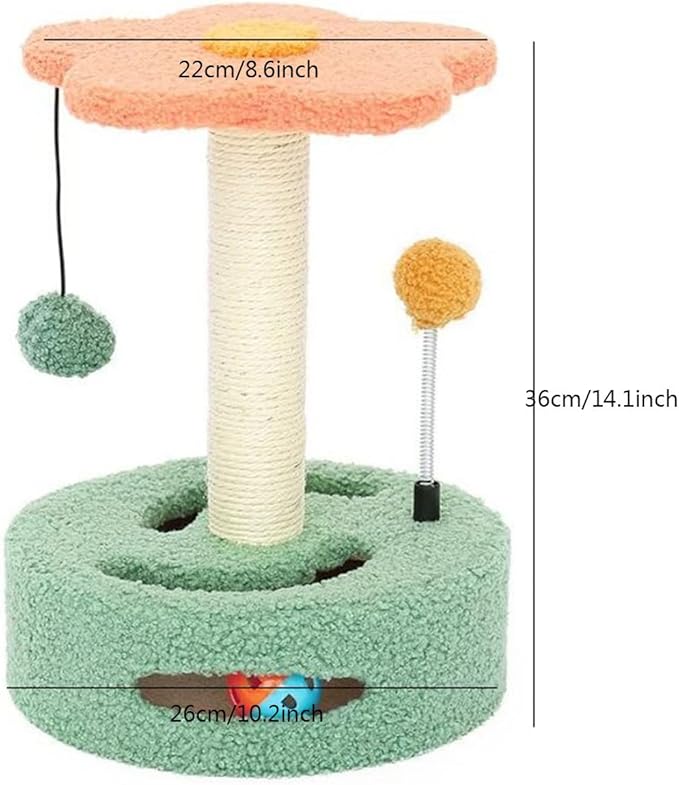 Cat Tree Cute, Cat Tower for Indoor Cats with Fluffy Balls, 14 Inches Cute Pink Cat Tree, Modern Small Cat Tree, Simple Cat Tree for Indoor Cats