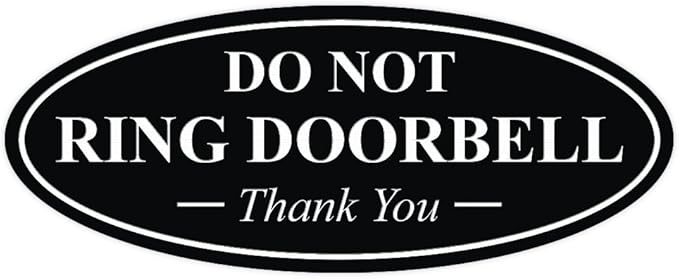 All Quality Oval DO NOT Ring DOORBELL Thank You Sign - Black Large 1 Pack