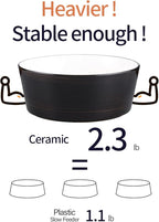 Black Elevated/Raised Dog Bowl Ceramic with Wood Stand for Medium Large Breed,Dog Food Water Dish Heavy Wighted,8 in Non Slip Modern Cute Porcelain Pet Bowl Extra Large Wide Mouth