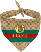 Dog Bandana Pucci Designer Fashion Clothes Scarf kercheif for Small Medium and Large Dogs. Funny Parody Gift for Girl or boy Dog Soft Durable Fabric, Adjustable tie-on Style Triangle