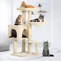 BLKMTY 36" Cat Tree, Cat Tower Indoor Cats Condo Climber w/Scratching Post Cats Climbing Stand w/Plush Top Perch Playhouse Kitty Activity Trees w/Hammock, Beige