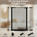 40.55" Extra Tall Baby Gate for Doorways, 32.6-40.5 in Wide Dog Gate Indoor, Walk Through Tall Pet Gates No Drilling, Pressure Mounted Child Safety Gate with Door for House Doggie, Black