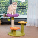 Flower Cat Tree Tower Cat Climbing Frame Sisal Wrapped Cute Cat Tree Multi-Function Small Cat Tower 3 Layer for Playtime and Relaxation