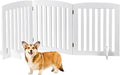 ZENY 24 Inch Pet Dog Gate, Foldable Freestanding Dog Door 3 Panel, White Wooden Z Shape Step Over Pet Fence for Entryway, Stairs, Doorway, White