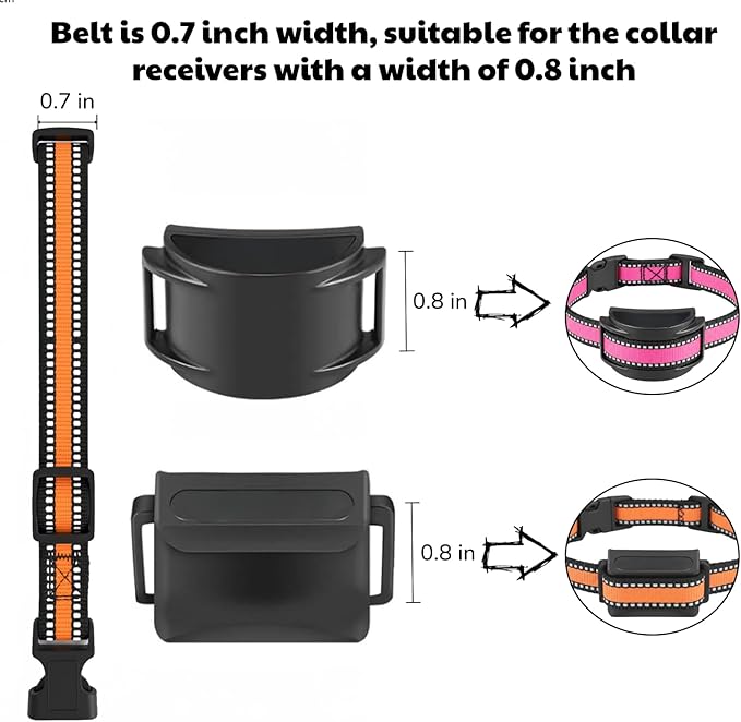 Training Collar Replacement Straps Adjustable Nylon Bands for E-Collars & Shock Collars, 2-Pack (Orange&Pink) - Dog Collar Accessory Fits Most 3/4 Inch Electronic Training Collars