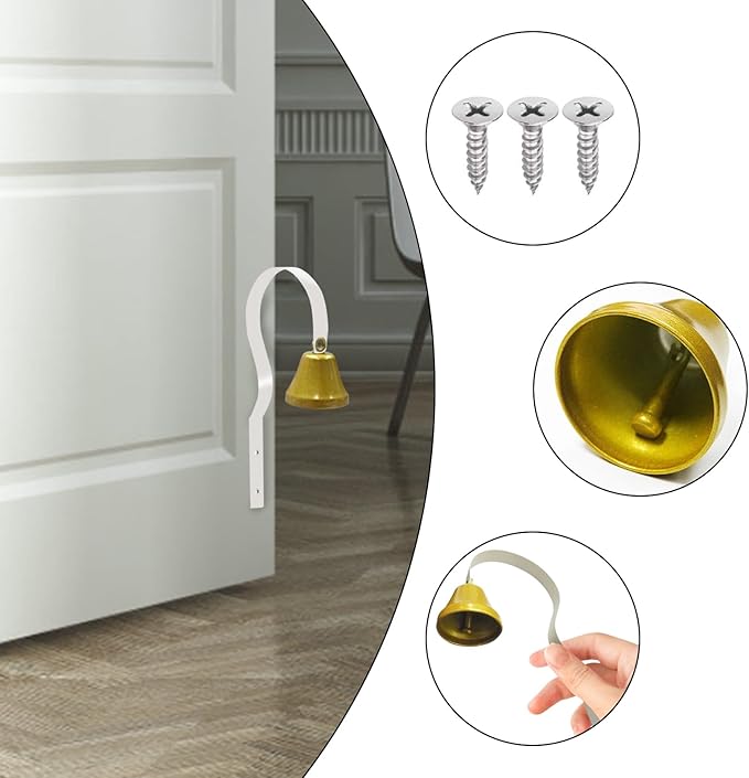 2Pcs Metal Dog Doorbell, Shopkeepers Doggy Training Bell Wall Mounted for Home Decoration Store Entry Door Chime, Store Door Bell for Housebreaking/Housetraining Door Bell/Potty Training (White)