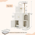 HOOBRO Cat Litter Box Enclosure Furniture for 2 Cats, 2 in 1 Hidden Litter Box Furniture with Sisal Scratching Posts and Dangling Balls, Double Litter Box Cabinet with Cat Tree, Indoor Cat House White