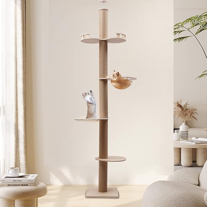 104in Cat Tree, Cat Tower Multi-Level Furniture Activity Center with Scratching Posts Stand Transparent Spacecraft U-Shaped Hammock Cat Tree for Indoor Cats Large Adult