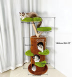 73-Inch Tall Wooden Multi-Cat Tree for Indoor Cats - Features 2 Spacious Hammocks, 2 Large Top Beds, 8 Scratching Posts, and Durable Natural Wood Design for Large Adult Cats