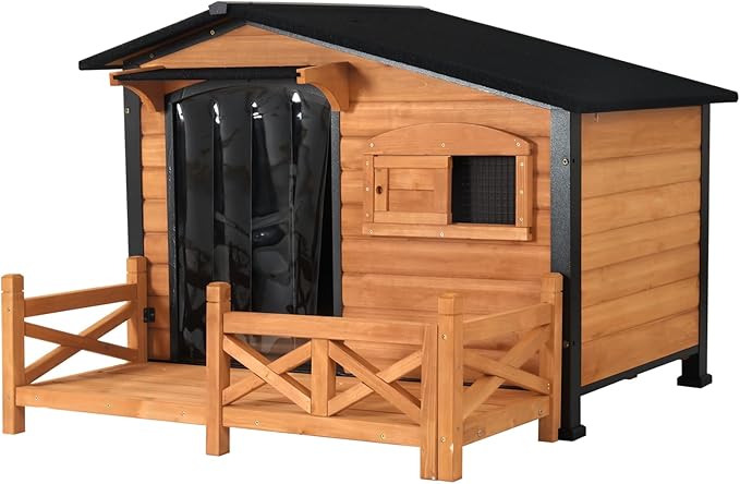Outdoor Dog House Dog Kennel with Strong Metal Frame Dog Kenne for Small & Medium & Large Dogs,Large Platform,Brown